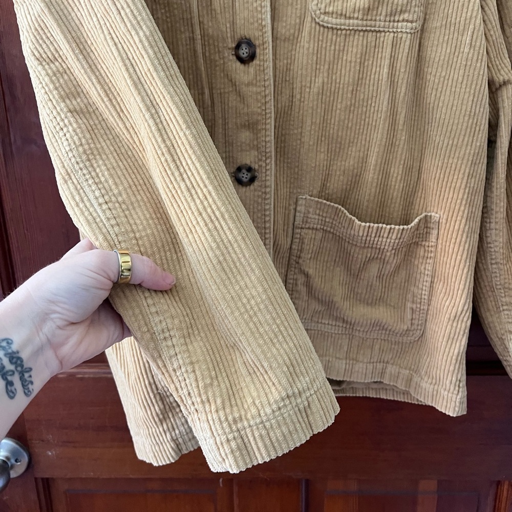 Vintage Liz Claiborne Lizwear Camel Corduroy Chore Jacket Large Oversized - Picture 7 of 11